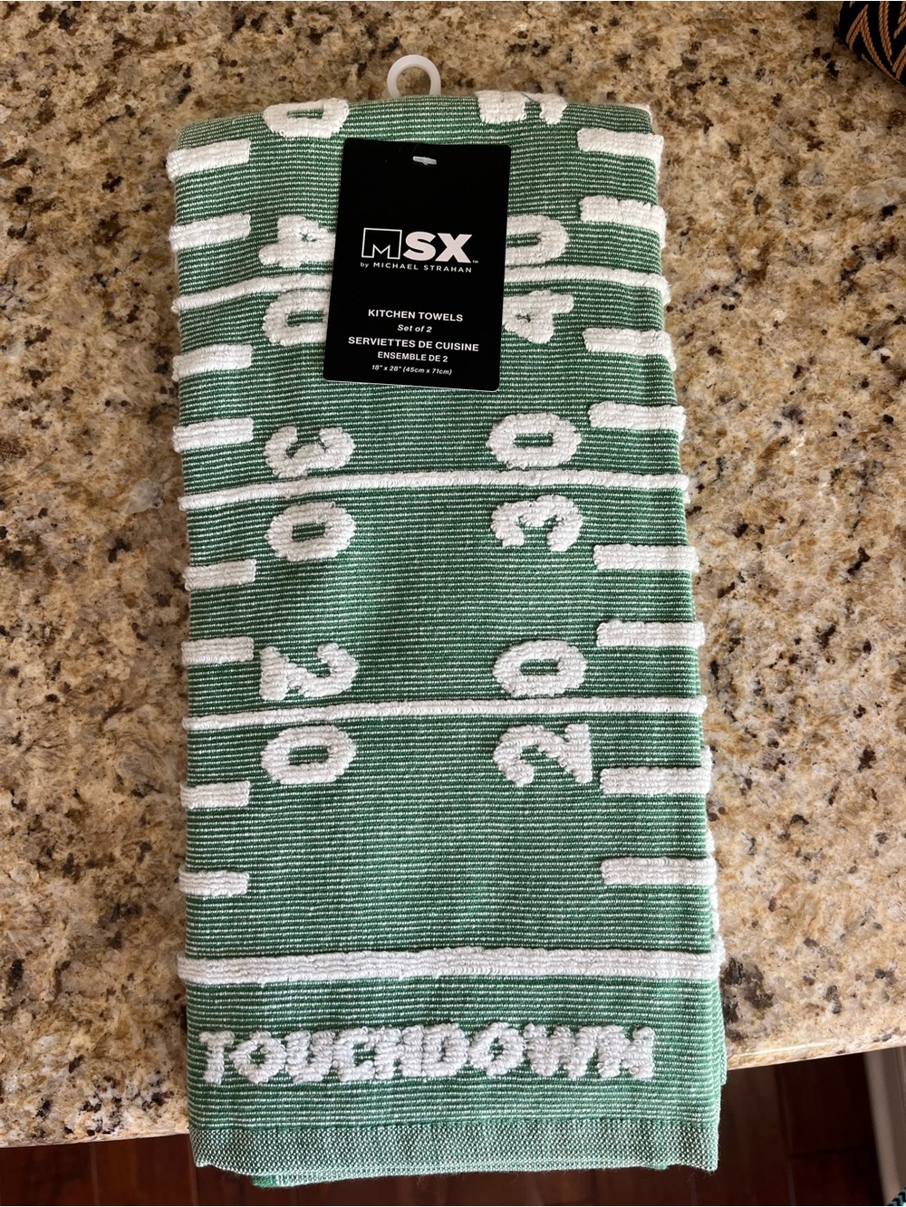 Set of 2 MSX Green 'Touchdown' Football Kitchen Towels